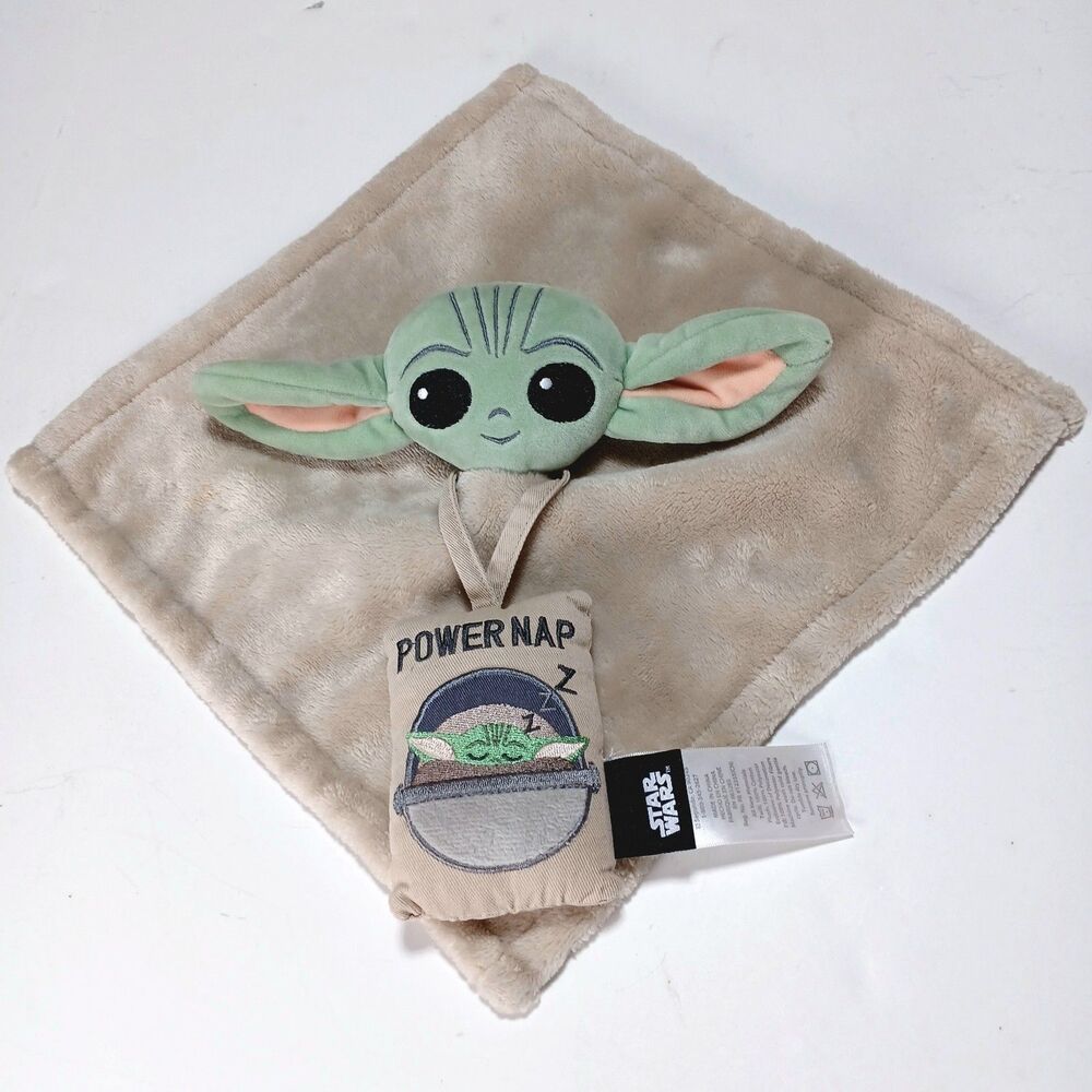 Star Wars Power Nap Baby Yoda Grogu Lovey Security Blanket 12x12" Cotton EUC